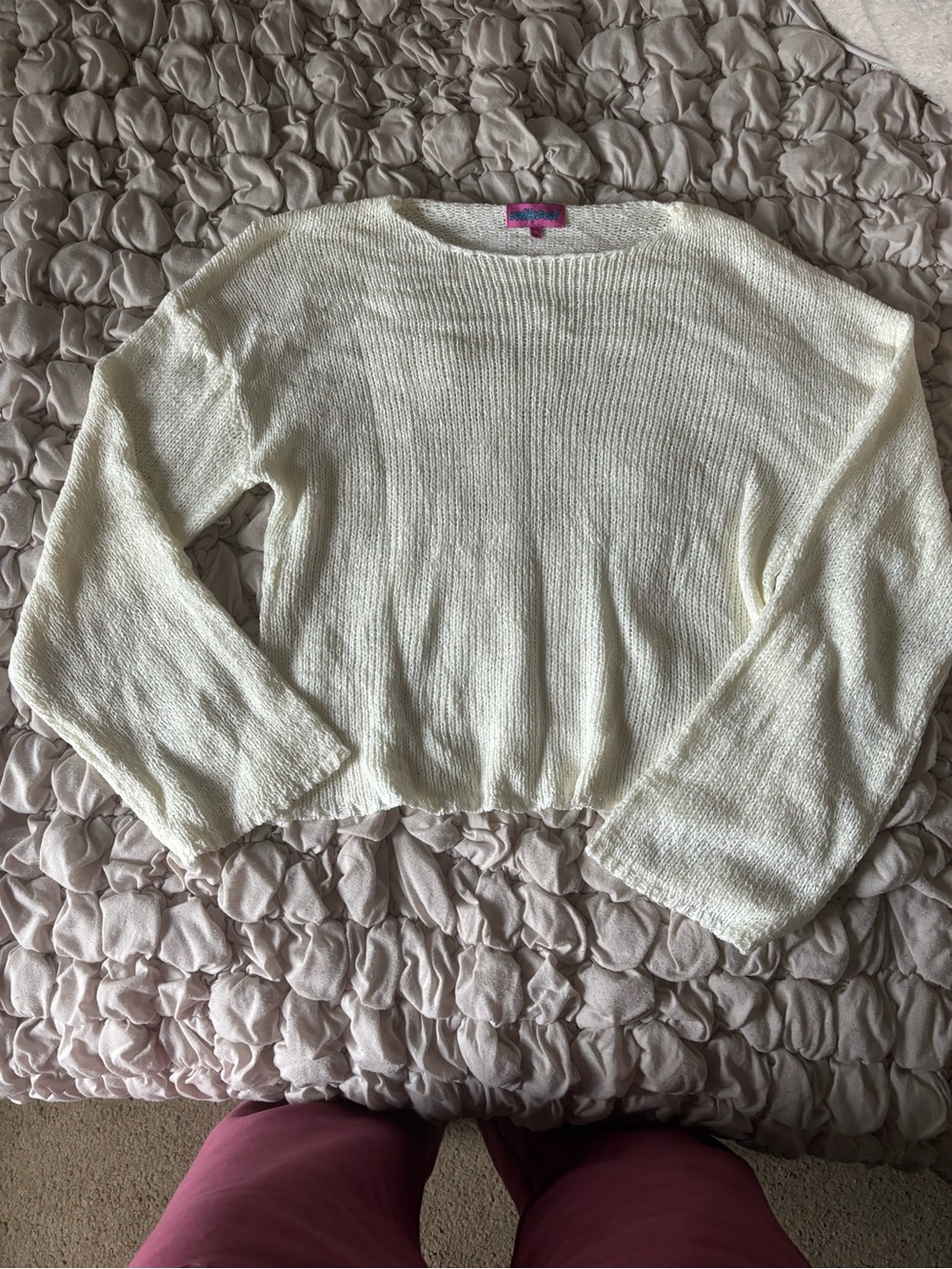 Edikted Cream Scoop Neck Knit Sweater